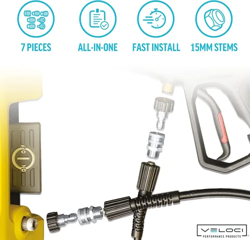 Miniatura 3 de MTM Hydro Kit adaptador de manguera de 7 piezas para lavadora a presión de acero inoxidable para uso con cañones de espuma, lavadoras a presión