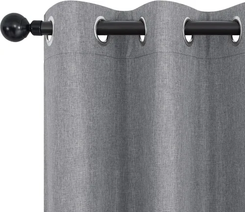 Miniatura 7 de Cortinas opacas cortas de lino pequeñas de 54 pulgadas de largo, juego de 2 paneles para dormitorio, sala de estar, con ojales, 100% opacas de lino