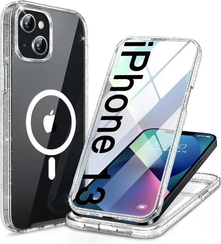 Miniatura 16 de Miracase Funda para iPhone 13 de 6.1 pulgadas, [sin burbujas] funda de teléfono de cuerpo completo con pantalla de vidrio completa integrada, sin