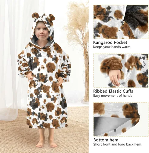Miniatura 3 de Mantas portátiles para niños, súper suaves, cálidas y acogedoras, sudadera con capucha de gran tamaño, regalos para niños de 3 a 14 años, niñas
