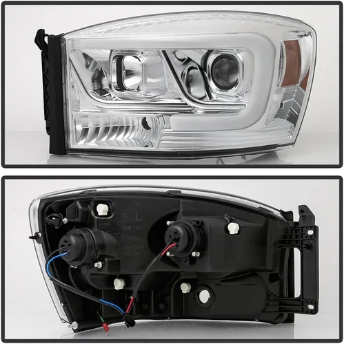 Miniatura 3 de ACANII - Para 2006-2008 Dodge Ram 1500 2500 3500 Truck LED Tube Projector Faros delanteros del lado del conductor y del pasajero