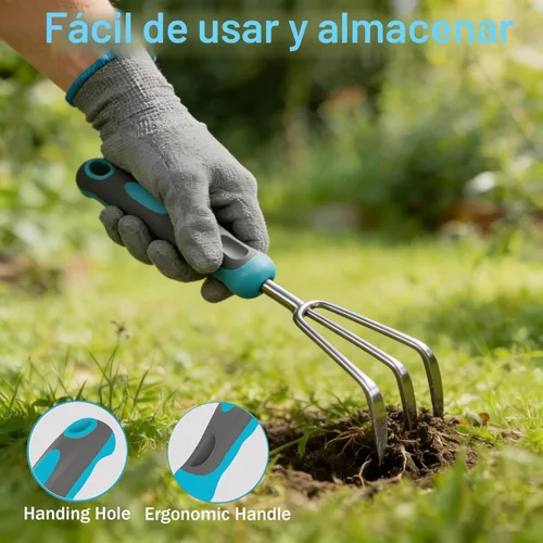 Miniatura 3 de Herramientas de jardinería, Carsolt juego de 10 piezas de herramientas de jardín de acero inoxidable resistente con mango ergonómico de goma.