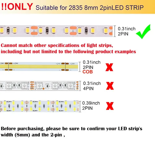 Miniatura 2 de Kit de Conectores para Tira LED de 2 Pines de 8mm FSJEE Incluye Conector de Esquina en Ángulo Recto de 2 Pines, Forma de T y Conector Sin Espacios