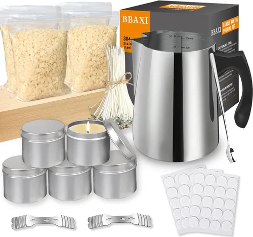 Miniatura 8 de BBAXI - Olla para hacer velas y verter, 1500 ML/50 OZ, jarra para verter velas, olla para hacer velas de acero inoxidable 304 con mango resistente