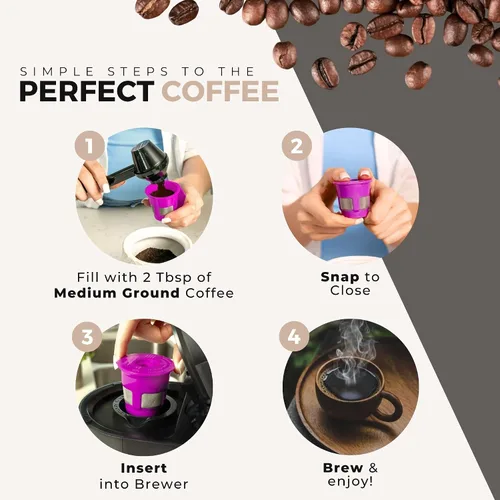 Miniatura 7 de Perfect Pod - Paquete de 4 cápsulas de café recargables reutilizables de 1 corriente más cucharada de café de Perfect Pod - Compatible con cafeteras