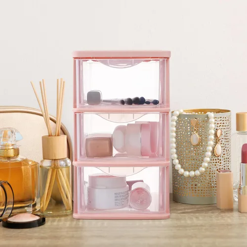 Miniatura 2 de Ipetboom Caja de almacenamiento transparente de escritorio, organizador de cajones de plástico, estuche de almacenamiento de cosméticos de 9.05 x
