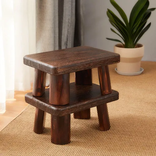Miniatura 7 de Taburete de madera, taburete rectangular para mesita de noche, escalera para cocina y baño, taburete reposapiés debajo del escritorio, súper