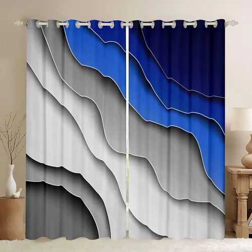Miniatura 10 de Feelyou Cortinas abstractas degradadas para niños, adolescentes, azul, rojo y negro, cortinas de ventana para dormitorio, sala de estar, decoración