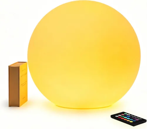 Miniatura 10 de Lámpara de pie con forma de globo, luz LED de bola de 14 pulgadas con control remoto, 16 colores RGB, regulable, recargable, lámpara de globo