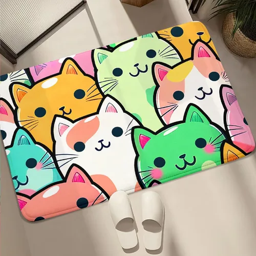 Miniatura 4 de Alfombra de gato para habitación de niñas, diseño de dibujos animados, decoración para dormitorio, bonita alfombra de área de gatos, alfombras