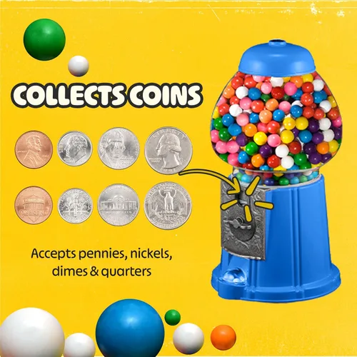 Miniatura 4 de Great Northern Popcorn - Máquina de chicles de 15 pulgadas con soporte y banco de monedas, máquina expendedora de caramelos con globo de vidrio