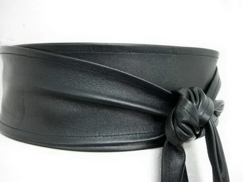 Miniatura 2 de Cinturón de cuero Obi para mujer, de cuero auténtico, ancho de 3 pulgadas, hecho a mano