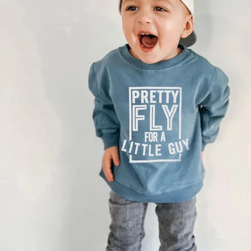 Miniatura 2 de Conjunto de 2 piezas de sudadera con estampado de letras y cuello redondo para bebé niño