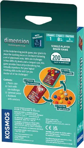 Miniatura 2 de Dimension: The Brain Game to Go - Juego de rompecabezas de apilamiento 3D con 200 desafíos y 4 niveles de dificultad para edades de 8 años