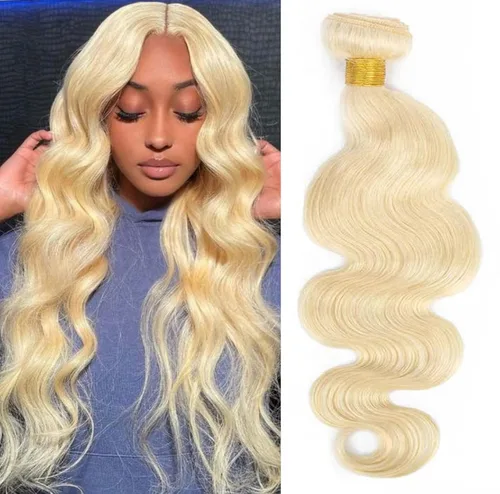 Miniatura 8 de Extensiones de cabello humano 613 rubio, ondulado, grado 12A, sin procesar, cabello humano virgen brasileño 613 para mujeres (1 paquete, 32 pulgadas)