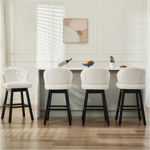 Miniatura 27 de Juego de 2 taburetes de bar giratorios de 29 pulgadas, taburetes de bar tapizados con respaldo, sillas modernas de altura de mostrador para isla