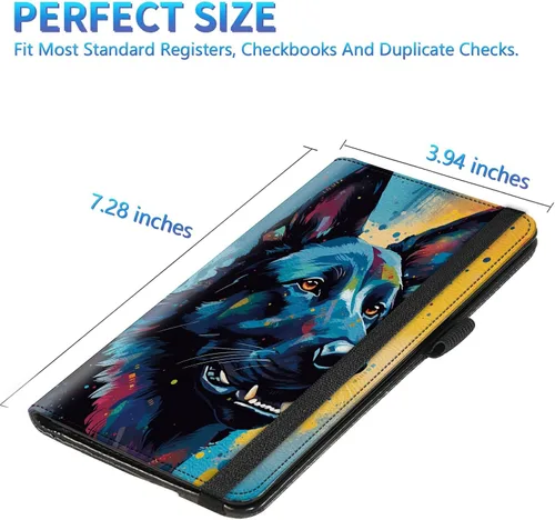 Miniatura 117 de Funda para chequera para hombres y mujeres, cartera de cuero RFID con ranuras para tarjetas de crédito, soporte de cheques duplicados personales