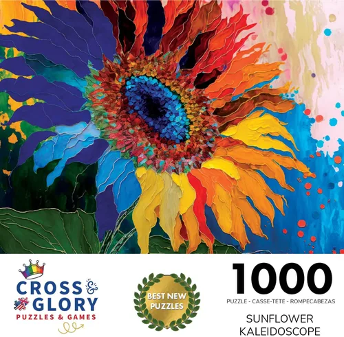 Miniatura 2 de Cross & Glory - Caleidoscopio de girasol - Rompecabezas de 1000 piezas para adultos Arte de flores coloridas Actividad desafiante y divertida