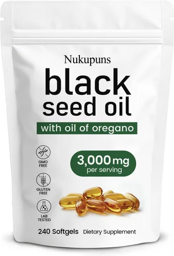 Cápsulas blandas de aceite de semilla negra etíope, aceite de fórmula 2 en 1 de orégano con aceite de semillas negras prensado en frío, sin OMG, 240