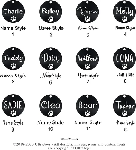 Miniatura 5 de Ultra Joys Etiquetas para perros personalizadas para mascotas, etiqueta de identificación de mascotas con pata hueca, placa para perro grabada