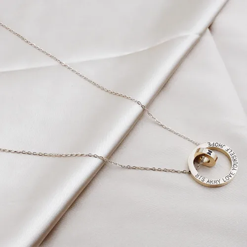 Miniatura 5 de MTYCTWED Collar Love Yourself con dije del ejército, joyería para fanáticos de Kpop, collar coreano del grupo militar, regalo inspirador