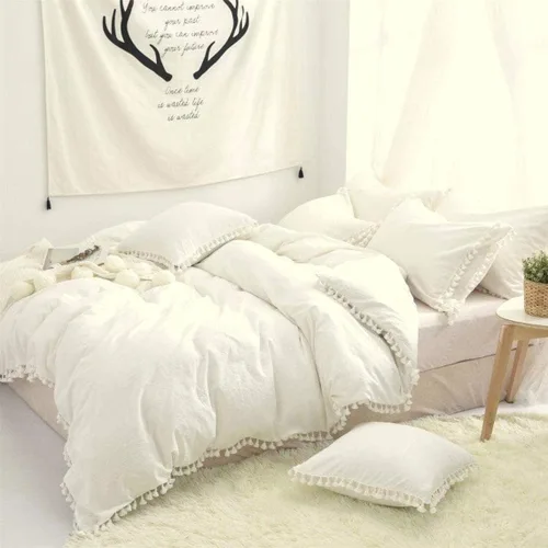 Miniatura 9 de Edredón hippie puro con borlas para dormitorio, manta bohemia con flecos indios, funda de edredón de algodón para mujer con fundas de almohada