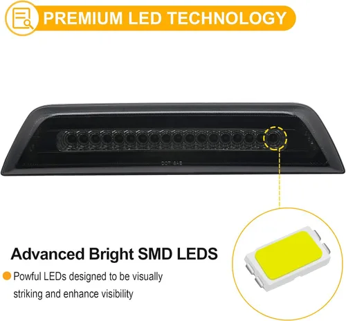 Miniatura 2 de R&F Auto Luz de freno LED estroboscópica de tercera con lente ahumada de repuesto para Tacoma 2016-2023 Limited SR SR5 TRD Off-Road TRD Pro