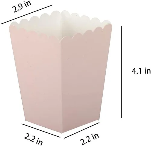 Miniatura 2 de Juego de 36 cajas de palomitas de maíz de color rosa claro, cajas de regalo de palomitas de maíz, contenedor de cartón abierto para suministros