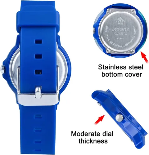 Miniatura 4 de Reloj analógico para niños, resistente al agua, para enseñar el tiempo, para niños y niñas, correa suave para aprender