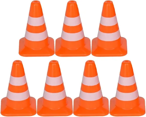 NUOBESTY 7 mini conos de tráfico, señales de tráfico para niños de 0.98 pulgadas, para entrenamiento deportivo en miniatura, conos de bloqueo,