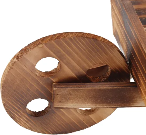 Miniatura 6 de Maceta de madera para carrito, macetas suculentas de carretilla, maceta de carro, macetas decorativas con forma de carrito para decoración