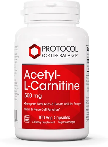 PROTOCOL FOR LIFE BALANCE Acetil- L-Carnitina 500mg - Suplemento energético, nervio y apoyo cerebral - 100 cápsulas vegetales