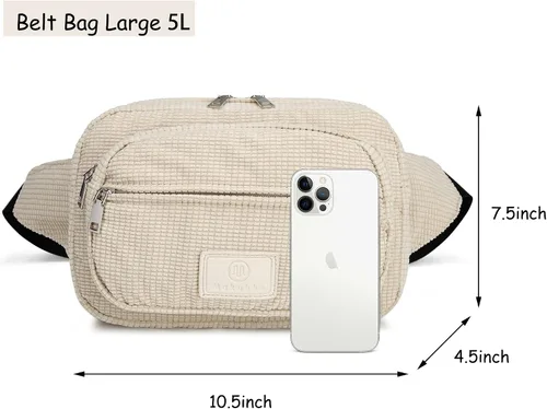 Miniatura 6 de Ibalulu Riñonera cruzada para mujer a la moda, bolsa para cinturón grande de 5 litros, bolso de pecho con correa ajustable, riñoneras de moda