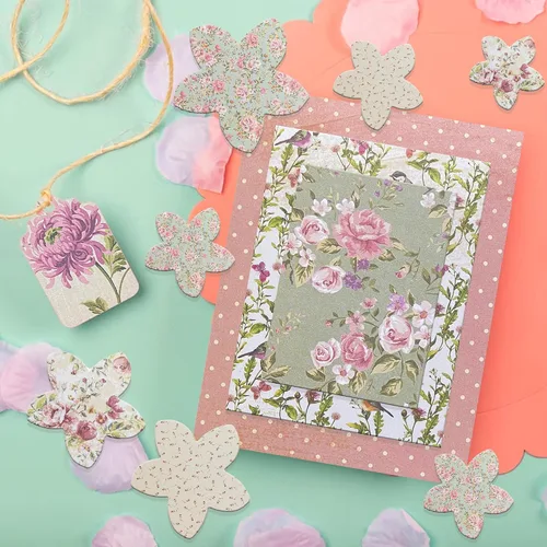 Miniatura 2 de 24 hojas de papel floral para álbumes de recortes, 6 x 6 pulgadas, bloc de papel de cartulina de decoupage, páginas de una sola cara