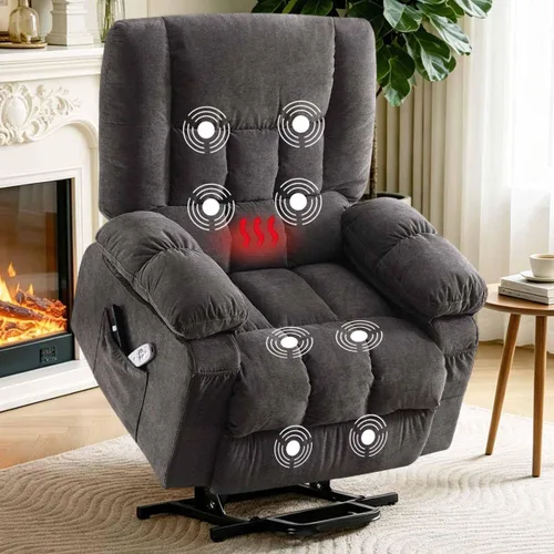 MAHOMICO Silla reclinable eléctrica para personas mayores con funciones de masaje por vibración y calefacción, sofá reclinable eléctrico individual