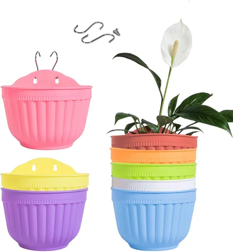 Maceta de resina colorida para colgar en la pared, 8 unidades, maceta vertical para jardín, sala de estar, ventana, colgar en interiores y