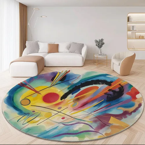 Miniatura 12 de Bath Mat Round Rug 2 ft, Boho Sun Line Mandala Washable Circular Rugs, Non Slip Absorbent Beige Circle Area Carpet for Kitchen Living Room Bedroom