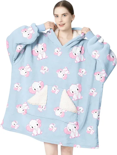 Miniatura 26 de Touchat - Manta con capucha portátil, sudadera con capucha de forro polar sherpa de gran tamaño con bolsillo gigante y mangas para adulto, regalo