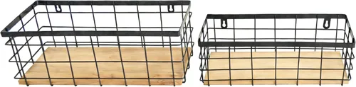 Miniatura 10 de ShabbyDecor Cesta de alambre de metal, base de madera desmontable, organizador de almacenamiento, cesta colgante para armarios de cocina, baño, Negro