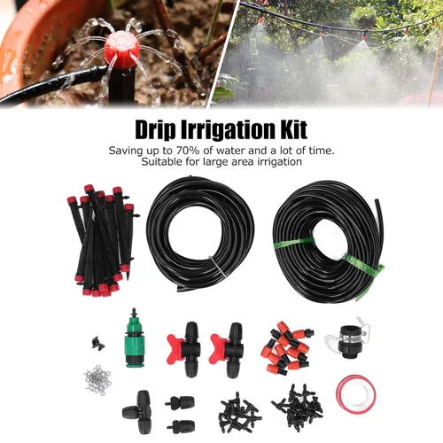 Miniatura 2 de Kit de riego por goteo micro Sistema de nebulización de jardín de ahorro de agua para césped/invernadero/patio Tubo de 8/0.472 in y 4 / 0.276 in