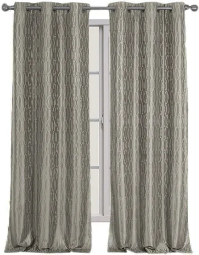 Miniatura 9 de sheetsnthings Voyage - Juego de 2 cortinas opacas con aislamiento térmico jacquard, 76 pulgadas de ancho x 84 pulgadas de largo, color plateado Plata