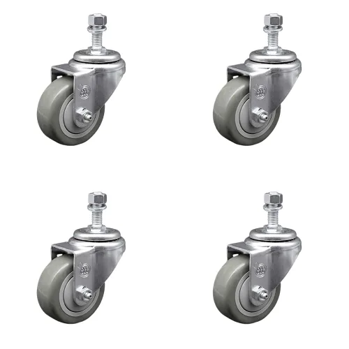 Miniatura 37 de Rueda giratoria de poliuretano con vástago roscado con rueda gris de 3 x 1.25 pulgadas y vástago de 1/2 pulgada - Capacidad de 300 libras/ruedas