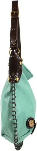 Miniatura 6 de Chala Bolsos de mano, estilo casual, suave, grande hombro o bolso cruzado con llavero, color verde azulado, Búho