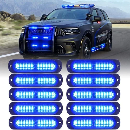 Miniatura 17 de Xprite Kit de 12 luces LED estroboscópicas de emergencia ámbar, superficie empotrada, marcador lateral, parrilla de advertencia de peligro, cabeza
