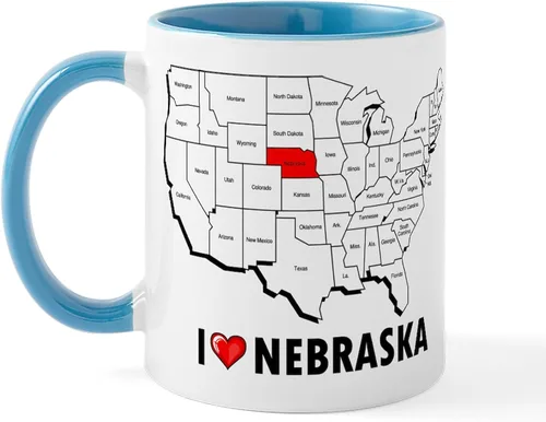 Miniatura 35 de CafePress I Love Nebraska Taza de café de cerámica de 11 oz (11.0 fl oz)