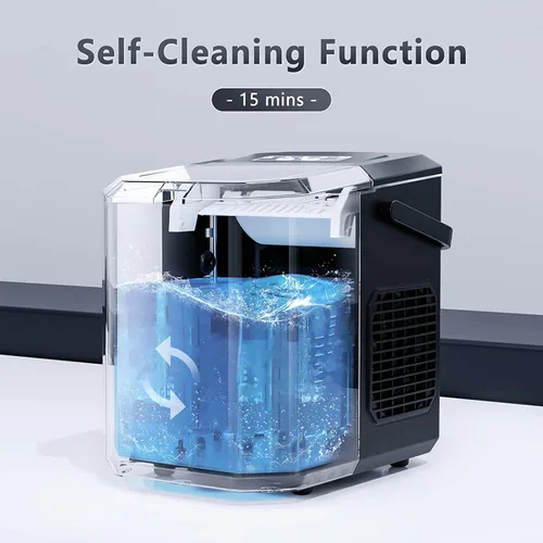 Miniatura 5 de Antarctic Star Máquina portátil de hielo para encimera con asa, máquinas de autolimpieza, 26 libras/24 horas, 9 cubos listos en 6 minutos, hielo S/L