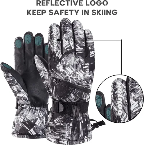 Miniatura 3 de HOIHOO Ski Gloves, Waterproof Snow Gloves -30 Winter Gloves for Cold Weather Touchscreen Snowboard Gloves Warm for Men Women