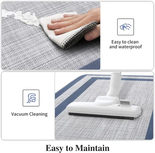 Miniatura 5 de Mattitude Juego de 2 tapetes de cocina, acolchados antifatiga antideslizantes, ergonómicos, cómodos para cocina, suelo, oficina, fregadero, azul