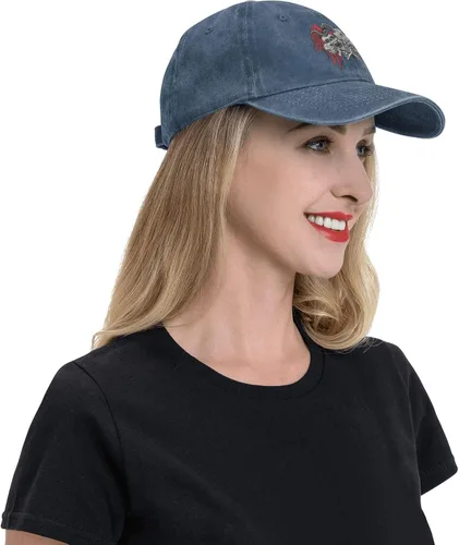 Miniatura 3 de Sombrero de vaquero de moda para hombre y mujer, ajustable para cuatro estaciones, gorra de béisbol del infierno con ángel, azul marino, Azul marino