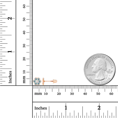 Miniatura 4 de Aretes de tuerca de oro macizo de 14 quilates con bisel de 0.236in con piedra natal natural para mujer, piedra natal de 0.069in Aretes de tuerca